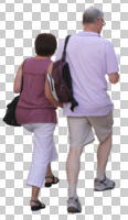 back, casual, caucasian, couple, cutout, cutout couples, cutout people, day, diffuse, diffused light, eye level view, summer, walking