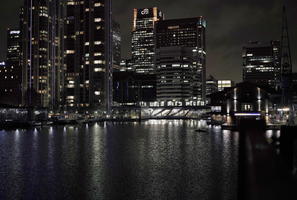 artificial lighting, cityscape, England, eye level view, London, night, reflected, river, The United Kingdom