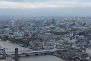 aerial view, bridge, city, day, diffuse, diffused light, England, London, overcast, The United Kingdom, urban, winter