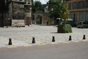 bollard, Champagne-Ardenne, city, day, eye level view, France, pavement, street, summer, Troyes