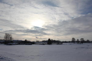 afternoon, cloud, day, diffuse, diffused light, eye level view, field, open space, Poland, sky, snow, sunny, Wielkopolskie, winter