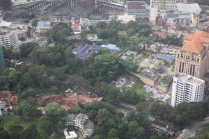 above, aerial view, cityscape, day, elevated, Kuala Lumpur, Malaysia, overcast, tree, vegetation, Wilayah Persekutuan