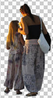 back, casual, caucasian, couple, cutout, cutout couples, cutout people, day, eye level view, family, mother and child, standing, summer, sunny
