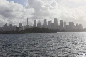 Australia, cityscape, dusk, eye level view, New South Wales, seascape, silhouette, summer, Sydney