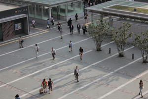 above, asian, day, Fukuoka, Fukuoka, group, Japan, natural light, people, spring, square, tree