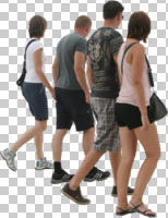 ambient light, casual, caucasian, cutout, cutout groups, cutout people, day, eye level view, group, summer, walking