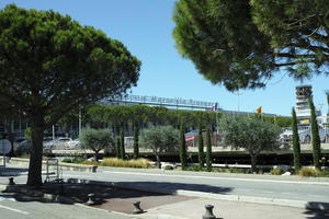 airport, Antibes, billboard, day, eye level view, France, France, parking, vegetation