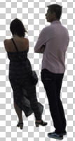 back, casual, caucasian, couple, cutout, cutout couples, cutout people, day, diffuse, diffused light, eye level view, standing, summer