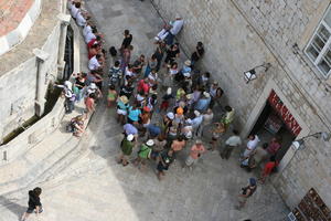 above, Croatia, crowd, day, Dubrovacko-Neretvanska, Dubrovnik, people, standing, street, summer, sunny, tourist