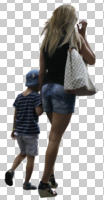 back, casual, caucasian, couple, cutout, cutout couples, cutout people, day, diffuse, diffused light, eye level view, mother and child, people, summer, walking