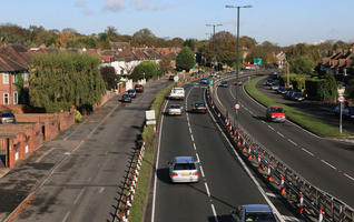 bollard, car, day, elevated, England, London, natural light, park, road, sunny, The United Kingdom, tree, truck, vegetation