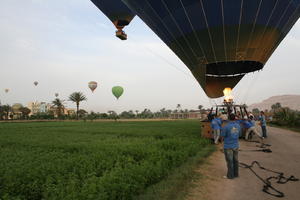 balloon, day, Egypt, eye level view, field, group, natural light, people, standing, summer