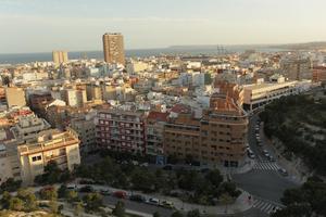 Alicante, cityscape, dusk, elevated, Spain, Valenciana