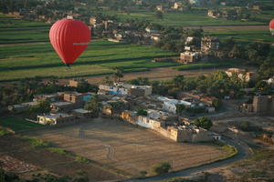 aerial view, balloon, dusk, East Timor, Egypt, Egypt, palm, town, vegetation