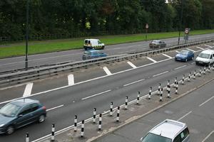 car, day, elevated, England, grass, guardrail, London, natural light, road, The United Kingdom, vegetation