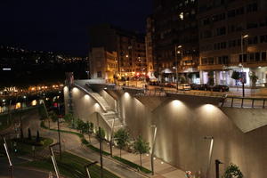 artificial lighting, Bilbao, cityscape, elevated, night, Pais Vasco, Spain, stair