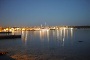 artificial lighting, autumn, boat, Croatia, diffuse, diffused light, dusk, eye level view, harbour, reflected, seascape, Sibensko-Kninska, Vodice