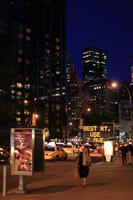 artificial lighting, evening, eye level view, Manhattan, New York, street, The United States