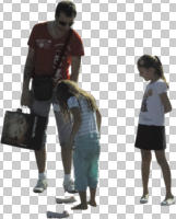 bag, casual, caucasian, children, cutout, cutout groups, cutout people, day, eye level view, kids, people, standing, summer, sunglasses, sunny, talking