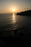 Alghero, crane, dusk, eye level view, Italia , Sardegna, seascape, sky, sun, sunset