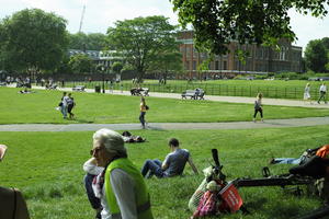 day, elevated, England, grass, Hyde Park, London, park, people, sitting, spring, sunny, The United Kingdom, vegetation