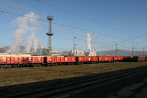 bright, Bulgaria, carriage, day, eye level view, railway, station, train, transport