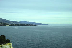 afternoon, cliffs, cloudy, day, elevated, looking down, Monaco, Monte Carlo, Monte-Carlo, overcast, seascape, terrace, top-down perspective, water, winter