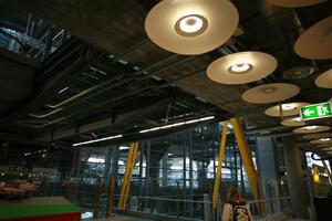 airport, artificial lighting, Barajas Airport, building, ceiling, display, eye level view, light, Madrid, sign, Spain