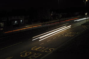 artificial lighting, car lights, city lights, elevated, England, evening, London, night, outdoor lighting, road, The United Kingdom, urban, winter