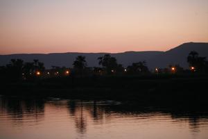 clear, dusk, East Timor, Egypt, Egypt, eye level view, river, river Nile, silhouette, sky, sunset, vegetation