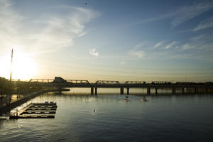 bridge, California, cloud, day, dockside, elevated, sky, summer, sunset, The United States