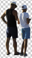 African, back, black, casual, couple, cutout, cutout couples, cutout people, day, eye level view, standing, summer, sunny