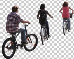 bicycle, casual, cutout, cutout groups, cutout people, cycling, day, direct sunlight, eye level view, group, natural light, people, spring, sunlight, sunny