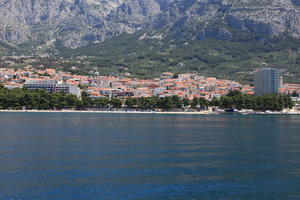 coastline, Croatia, day, eye level view, Makarska, seascape, Splitsko-Dalmatinska, summer, town, tree, vegetation