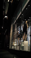 artificial lighting, below, England, London, lowered, mannequin, night, outdoor lighting, retail, shop, The United Kingdom