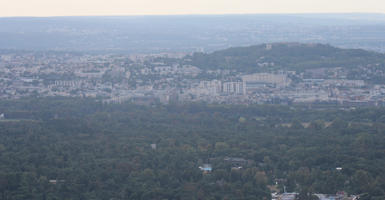 aerial view, autumn, city, cityscape, day, diffuse, diffused light, France, Ile-De-France, Paris, woodland