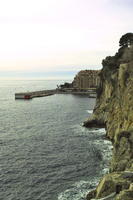 afternoon, cliffs, cloudy, day, elevated, harbour, looking down, Monaco, Monte Carlo, Monte-Carlo, museum, overcast, seascape, sun glare, top-down perspective, water, waves, winter