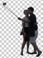 asian, casual, couple, cutout, cutout couples, cutout people, day, diffuse, diffused light, eye level view, front, hugging, standing, summer