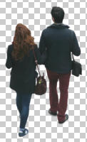 above, ambient light, back, casual, caucasian, couple, cutout, cutout couples, cutout people, day, natural light, walking