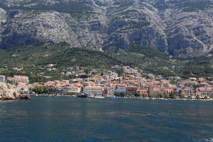 boat, coastline, Croatia, day, eye level view, Makarska, seascape, Splitsko-Dalmatinska, summer, town