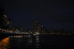 artificial lighting, building, city, city, city lights, cityscape, dark, dusk, England, evening, eye level view, London, night, river, riverbank, sky, The United Kingdom, waterfront, winter