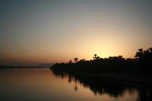 clear, dusk, East Timor, Egypt, Egypt, eye level view, river, river Nile, silhouette, sky, vegetation