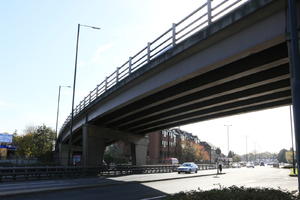 balustrade, bridge, car, day, England, eye level view, London, natural light, park, road, sunny, The United Kingdom