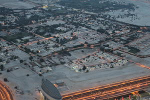 3-point perspective, above, aerial view, bird