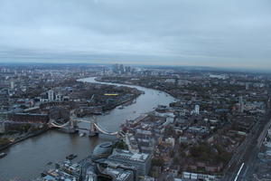 aerial view, city, day, diffuse, diffused light, England, London, overcast, river, The United Kingdom, urban, winter