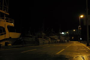 artificial lighting, boat, city, Croatia, eye level view, night, spring, street, waterfront, wet, Zadar, Zadarska