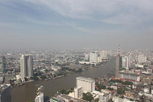 aerial view, autumn, Bangkok, cityscape, day, direct sunlight, elevated, Krung Thep Mahanakhon, natural light, open space, outdoors, river, sunny, Thailand