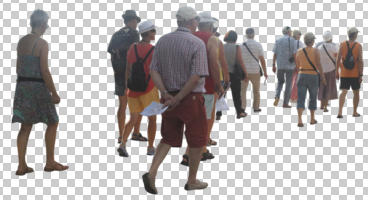 back, casual, caucasian, cutout, cutout groups, cutout people, day, diffuse, diffused light, elderly, eye level view, group, summer, walking