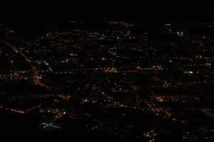 aerial view, artificial lighting, Barcelona, Cataluña, city, city, city lights, night, open space, Spain, summer