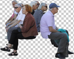 cutout groups, elderly, exhibition, eye level view, indoor lighting, museum, natural light, people, sitting